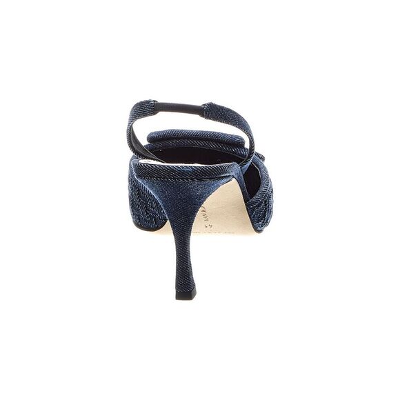 Manolo Blahnik Maysli 95 Denim Slingback Pump, Blue - Picture 3 of 5